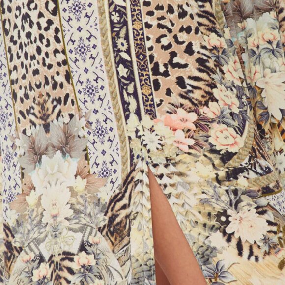 Camilla 'Moto Maiko' Elastic Waist Split-Detail Silk Maxi-Skirt, Multicolor - Picture 6 of 6